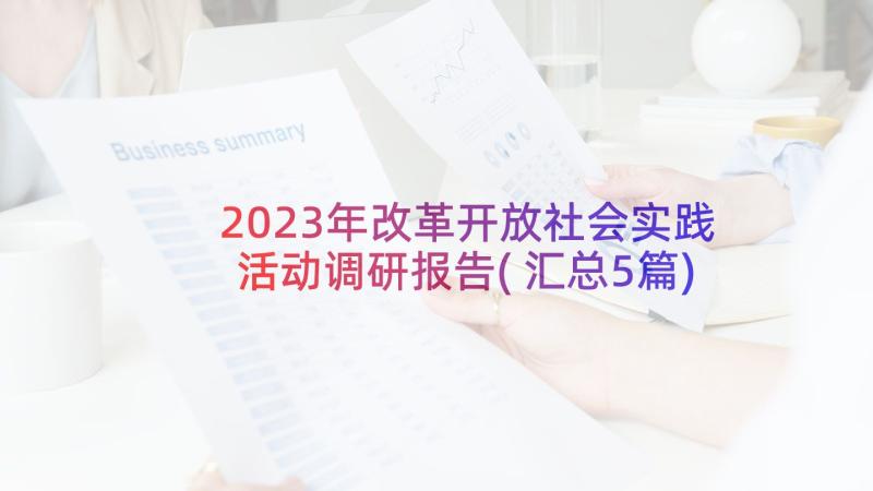2023年改革开放社会实践活动调研报告(汇总5篇)