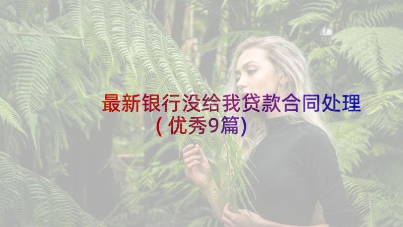 最新银行没给我贷款合同处理(优秀9篇)