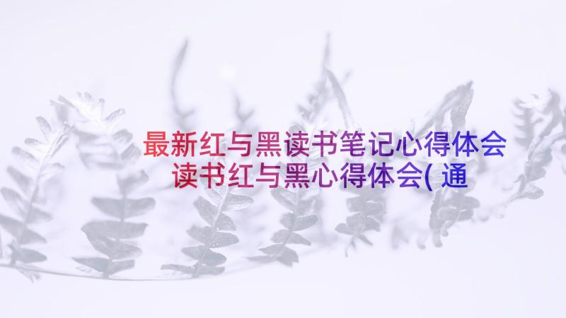 最新红与黑读书笔记心得体会 读书红与黑心得体会(通用6篇)