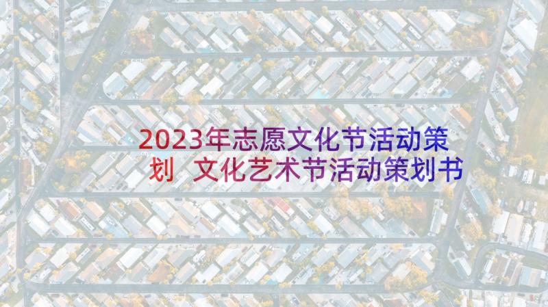 2023年志愿文化节活动策划 文化艺术节活动策划书(大全5篇)