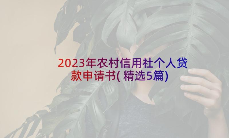 2023年农村信用社个人贷款申请书(精选5篇)