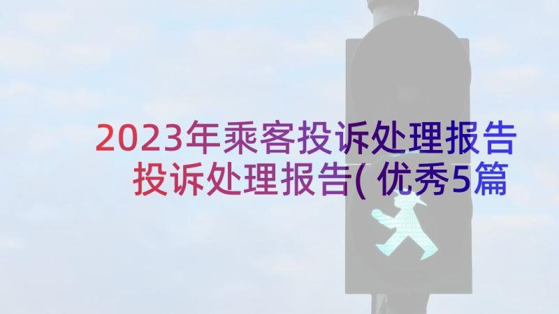 2023年乘客投诉处理报告 投诉处理报告(优秀5篇)