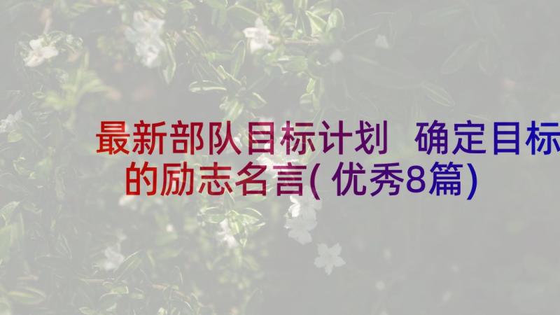 最新部队目标计划 确定目标的励志名言(优秀8篇)