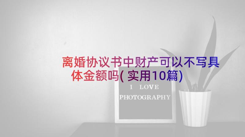 离婚协议书中财产可以不写具体金额吗(实用10篇)