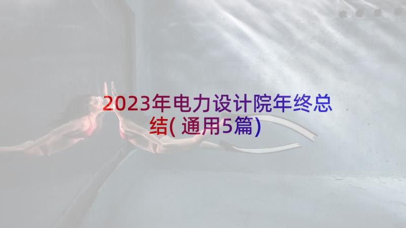 2023年电力设计院年终总结(通用5篇)