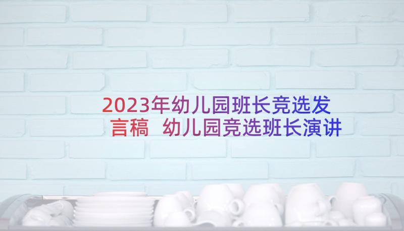 2023年幼儿园班长竞选发言稿 幼儿园竞选班长演讲稿(大全10篇)