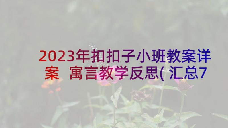 2023年扣扣子小班教案详案 寓言教学反思(汇总7篇)