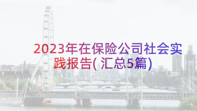 2023年在保险公司社会实践报告(汇总5篇)