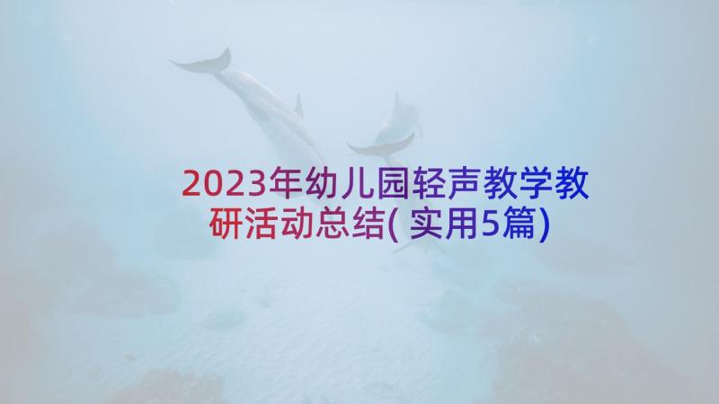 2023年幼儿园轻声教学教研活动总结(实用5篇)