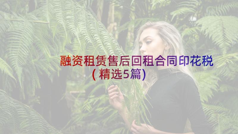 融资租赁售后回租合同印花税(精选5篇)