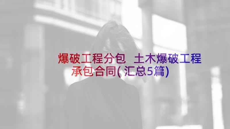 爆破工程分包 土木爆破工程承包合同(汇总5篇)