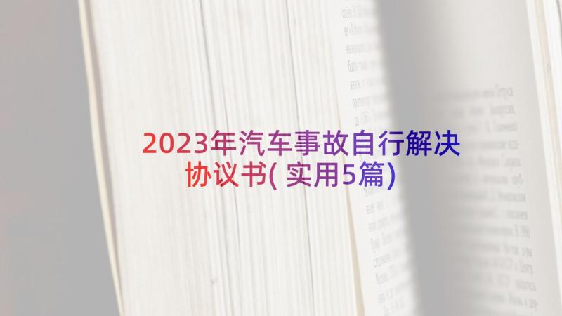 2023年汽车事故自行解决协议书(实用5篇)