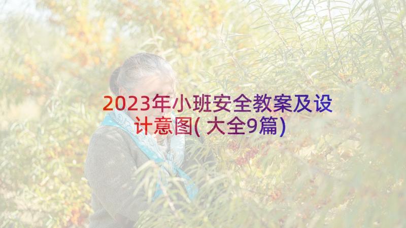 2023年小班安全教案及设计意图(大全9篇)