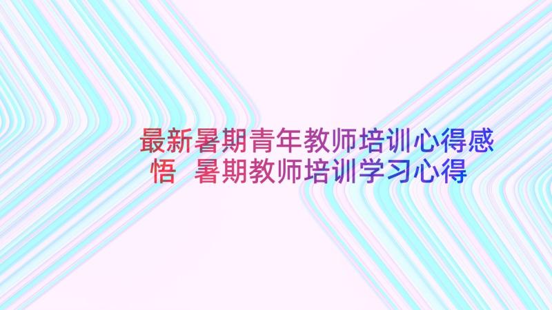 最新暑期青年教师培训心得感悟 暑期教师培训学习心得(通用8篇)