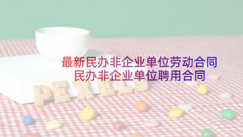 最新民办非企业单位劳动合同 民办非企业单位聘用合同书(优秀5篇)