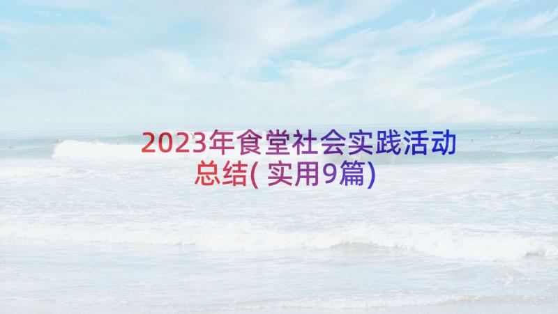 2023年食堂社会实践活动总结(实用9篇)