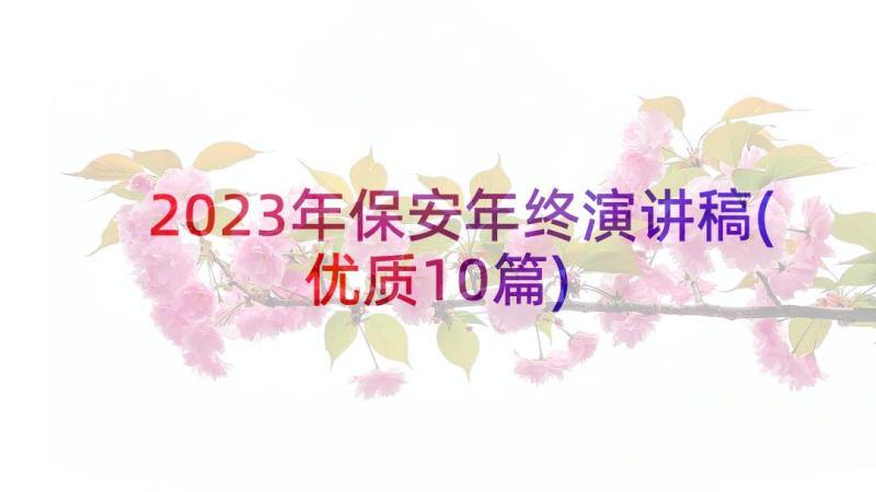 2023年保安年终演讲稿(优质10篇)