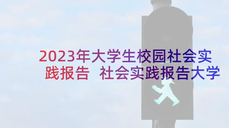 2023年大学生校园社会实践报告 社会实践报告大学生社会实践报告(实用7篇)