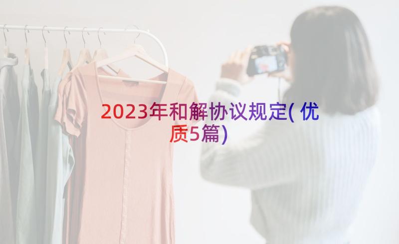 2023年和解协议规定(优质5篇)