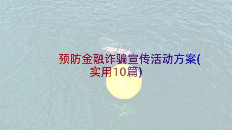 预防金融诈骗宣传活动方案(实用10篇)