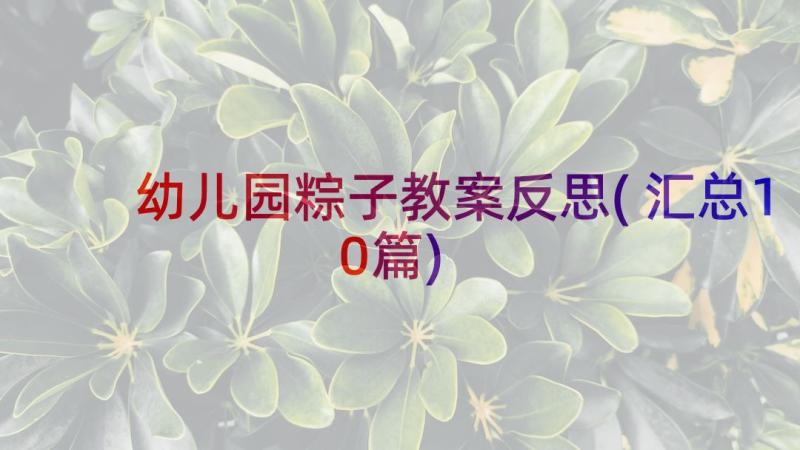 幼儿园粽子教案反思(汇总10篇)