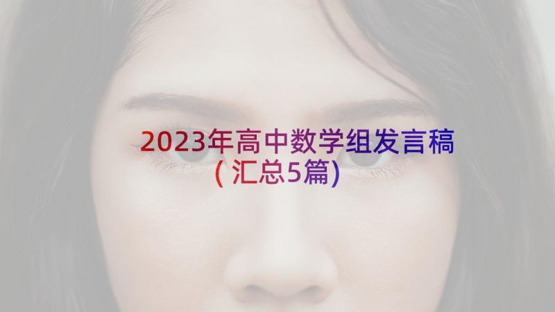 2023年高中数学组发言稿(汇总5篇)