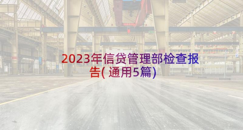 2023年信贷管理部检查报告(通用5篇)