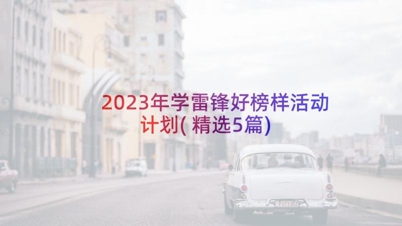 2023年学雷锋好榜样活动计划(精选5篇)