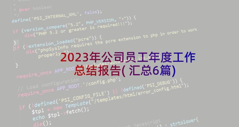 2023年公司员工年度工作总结报告(汇总6篇)