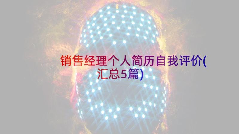 销售经理个人简历自我评价(汇总5篇)