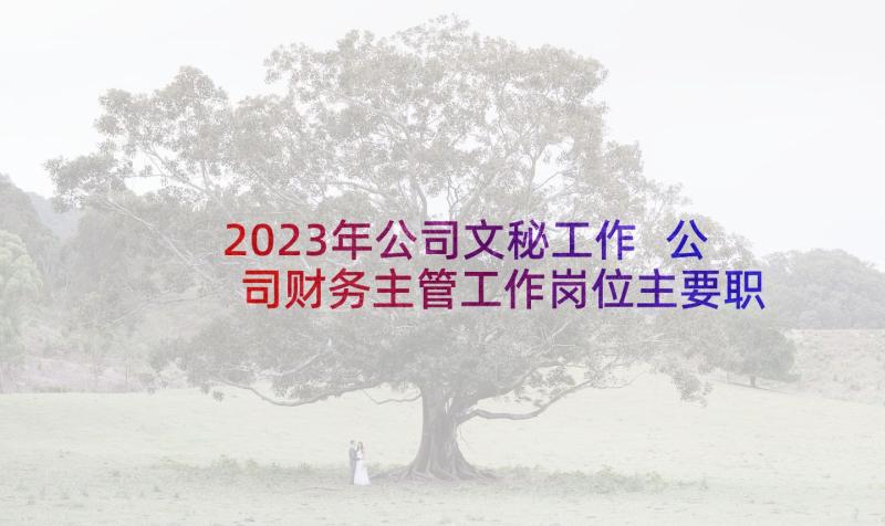 2023年公司文秘工作 公司财务主管工作岗位主要职责内容(大全7篇)