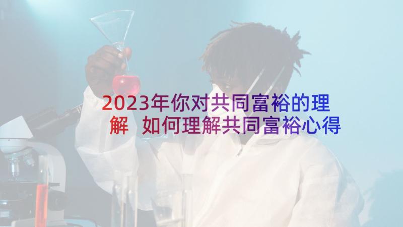 2023年你对共同富裕的理解 如何理解共同富裕心得体会(大全5篇)