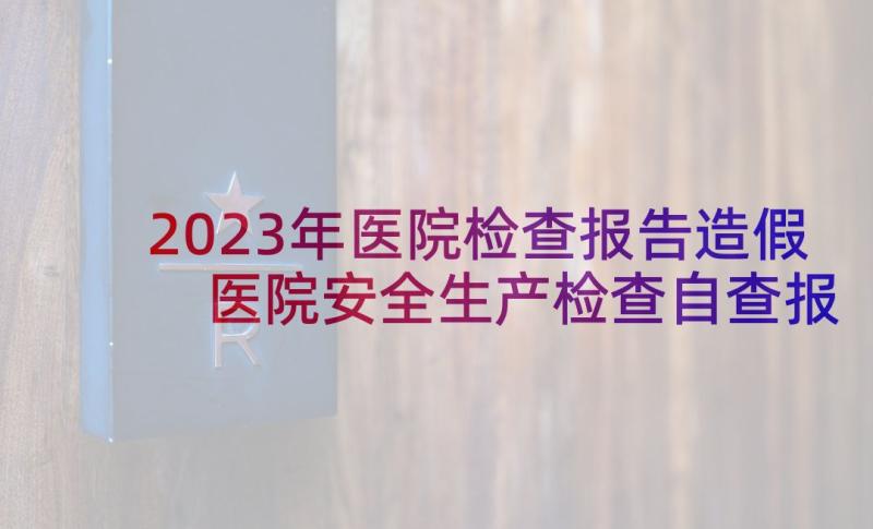 2023年医院检查报告造假 医院安全生产检查自查报告(通用5篇)