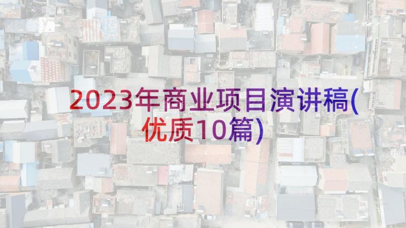 2023年商业项目演讲稿(优质10篇)