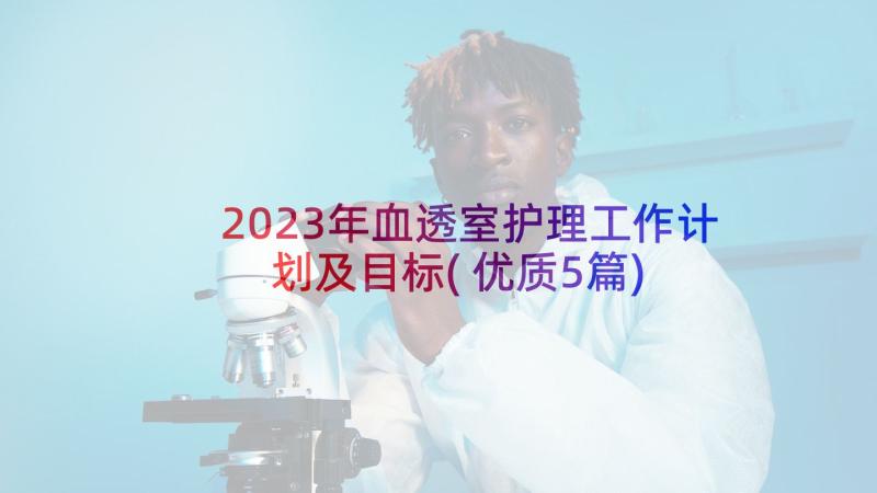 2023年血透室护理工作计划及目标(优质5篇)