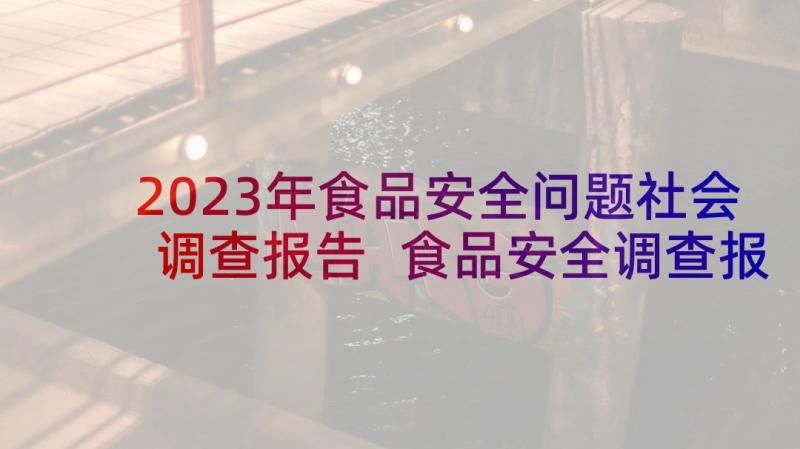 2023年食品安全问题社会调查报告 食品安全调查报告(模板6篇)