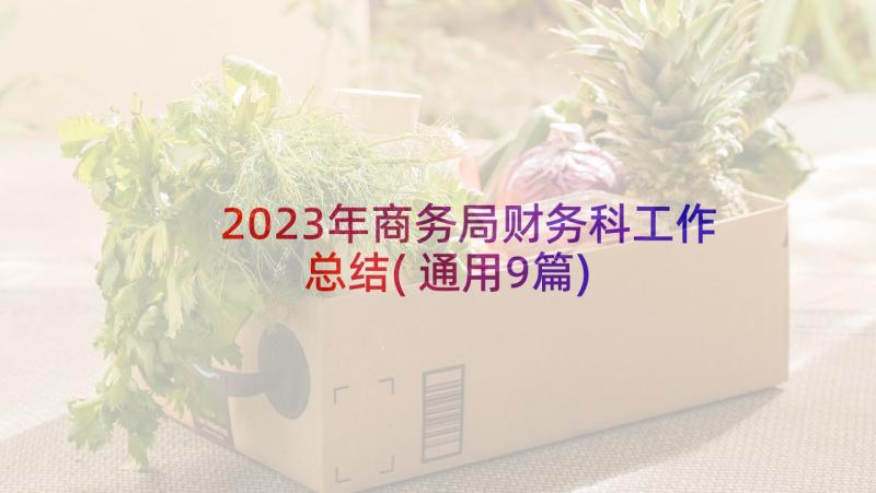 2023年商务局财务科工作总结(通用9篇)