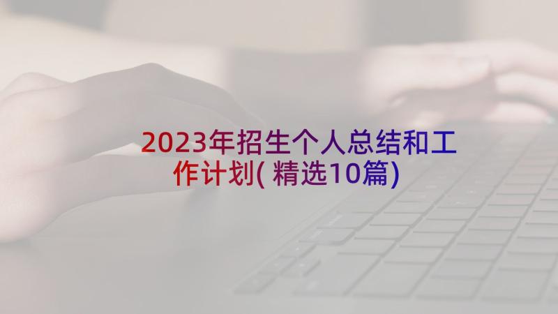 2023年招生个人总结和工作计划(精选10篇)