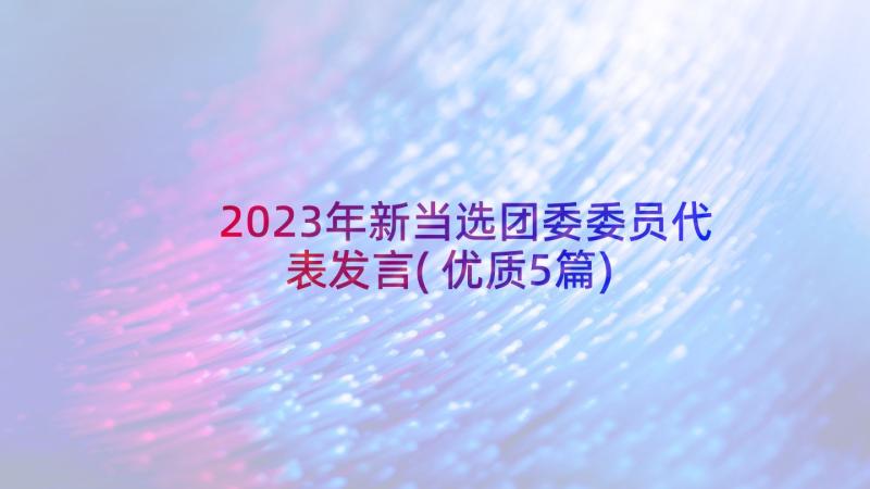 2023年新当选团委委员代表发言(优质5篇)