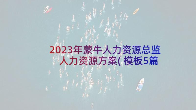 2023年蒙牛人力资源总监 人力资源方案(模板5篇)