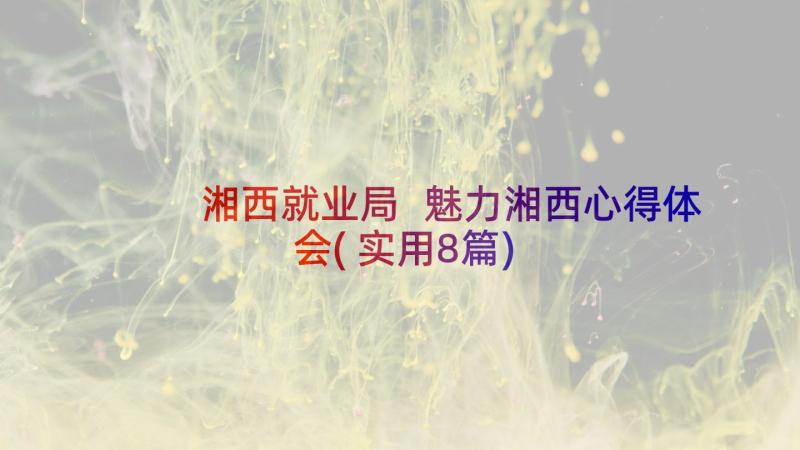 湘西就业局 魅力湘西心得体会(实用8篇)