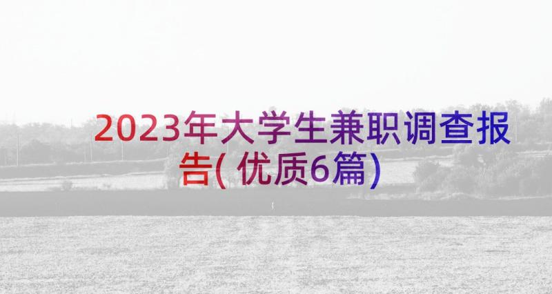 2023年大学生兼职调查报告(优质6篇)