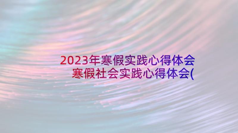2023年寒假实践心得体会 寒假社会实践心得体会(精选5篇)