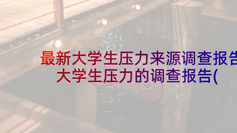 最新大学生压力来源调查报告 大学生压力的调查报告(精选5篇)