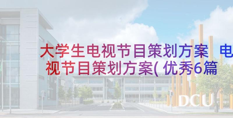 大学生电视节目策划方案 电视节目策划方案(优秀6篇)