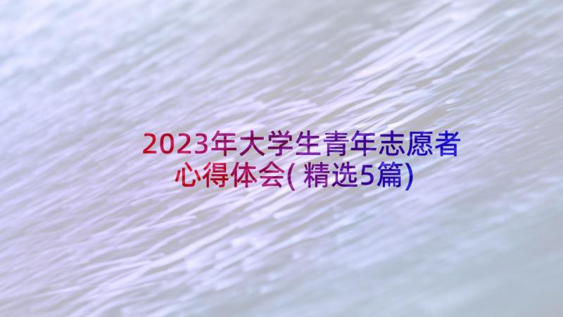 2023年大学生青年志愿者心得体会(精选5篇)