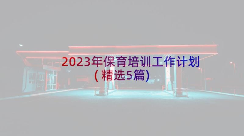 2023年保育培训工作计划(精选5篇)