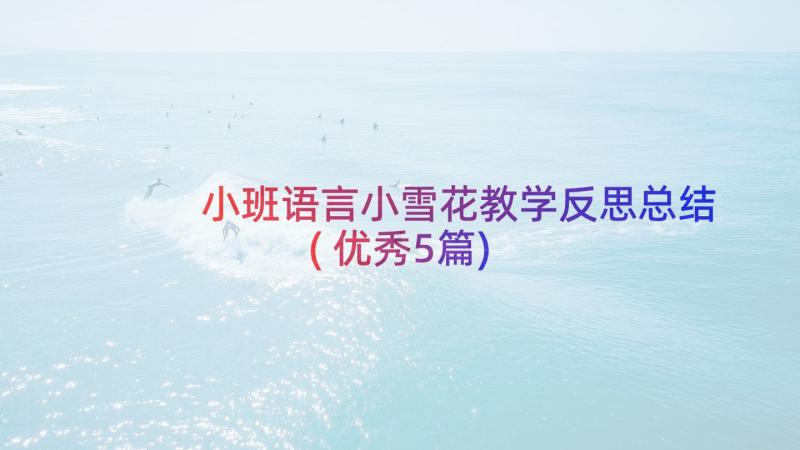 小班语言小雪花教学反思总结(优秀5篇)