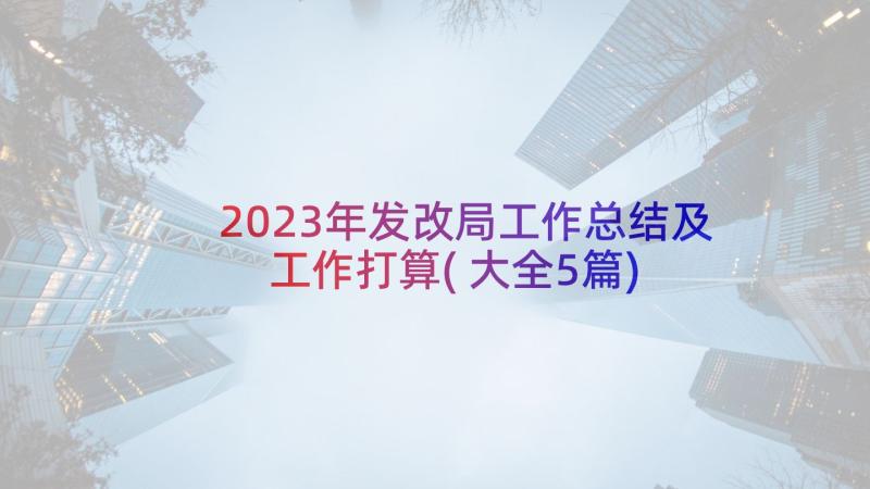 2023年发改局工作总结及工作打算(大全5篇)