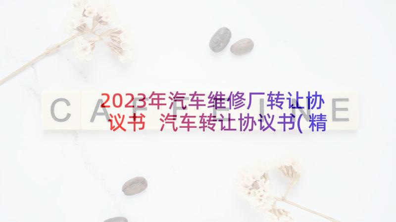 2023年汽车维修厂转让协议书 汽车转让协议书(精选8篇)